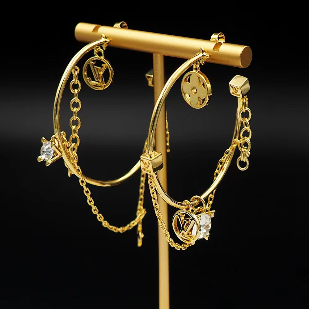 LV Gold Earrings - Meya Luxury Brand