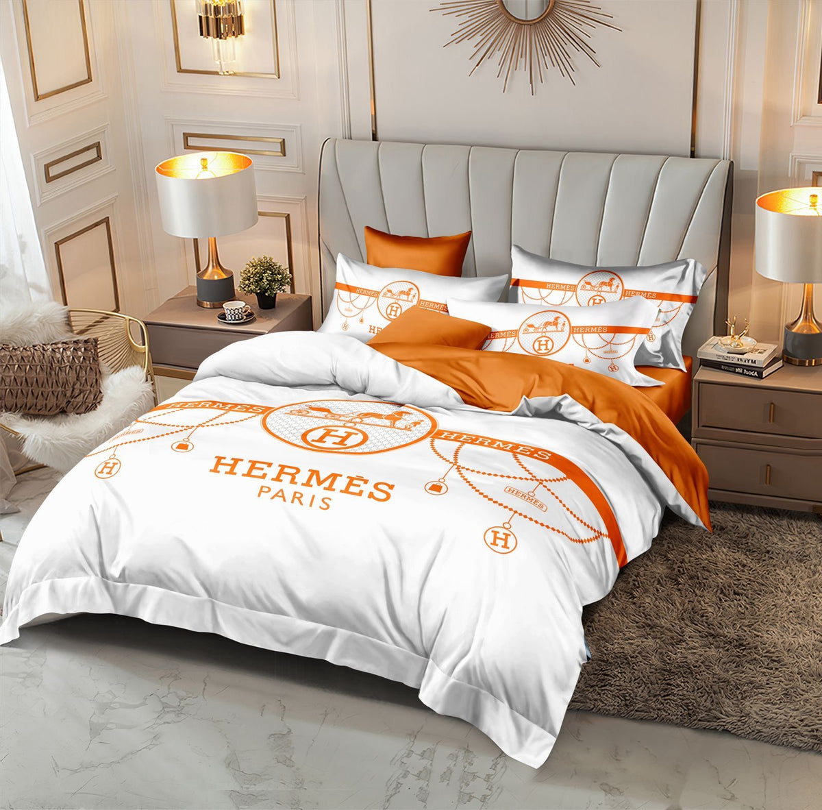 Hermes Bed Sheet Set - Meya Luxury Brand