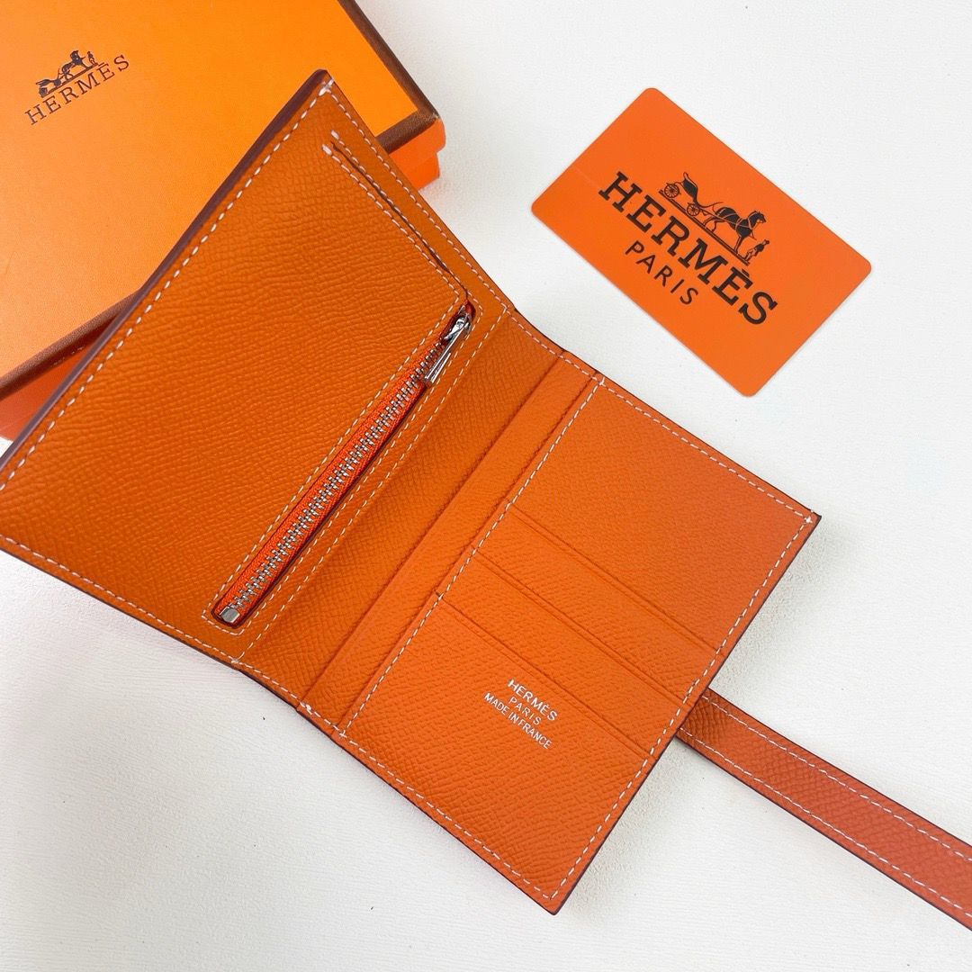 Meya Luxury Brand Hermès Men's Wallet – Brown & Orange – Leather