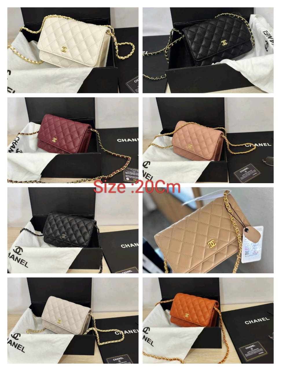 Chanel wallet-on-chain bags in multiple colour options