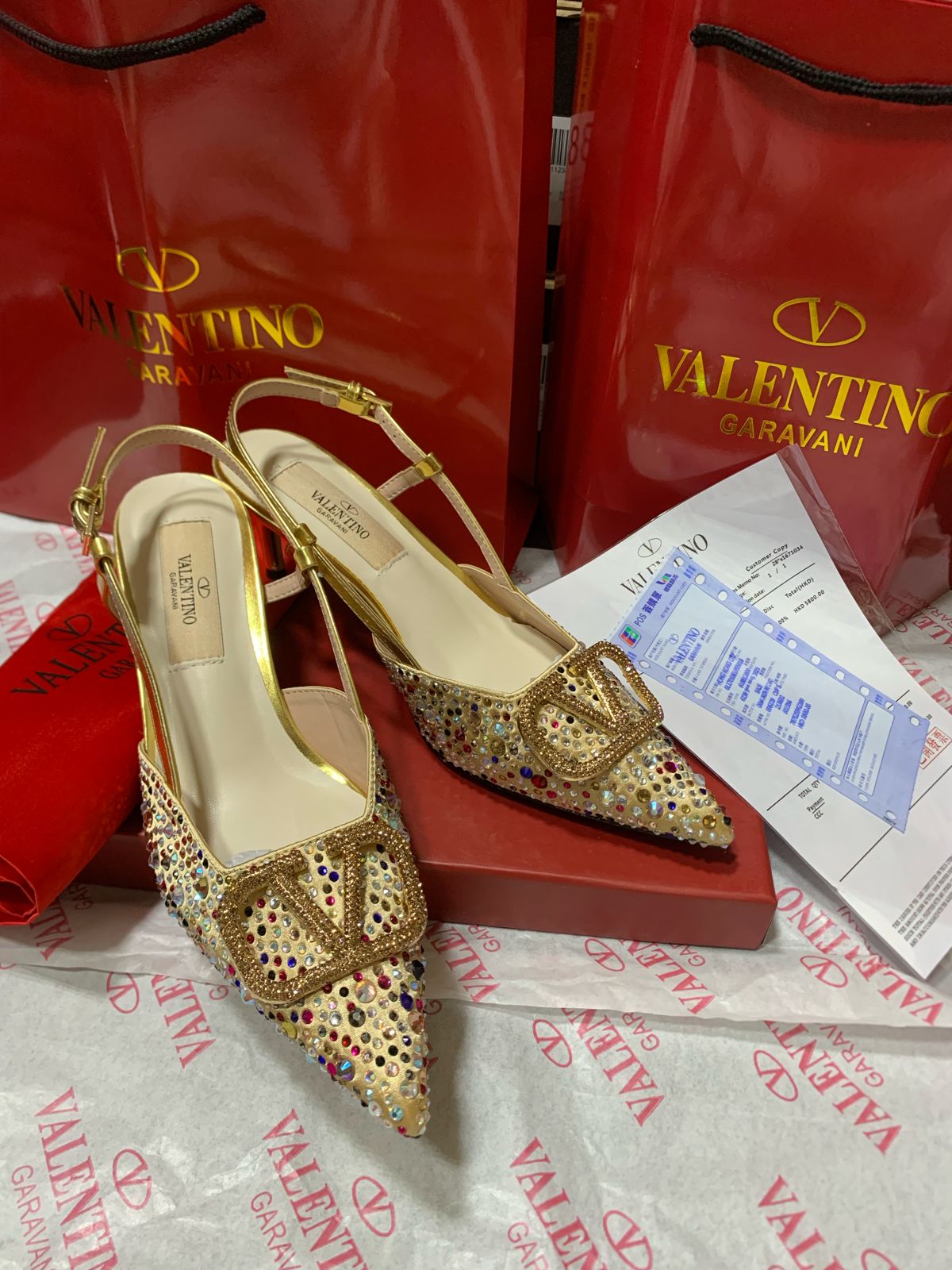 Women's Valentino Signature Crystal Embellished Pump - Meya Luxury Brand