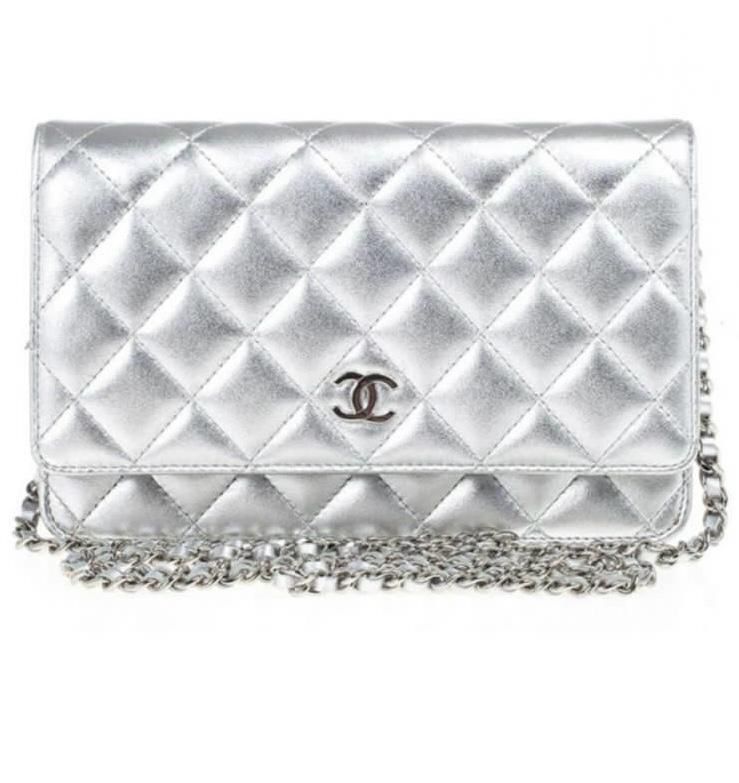 Chanel Metallic Quilted Leather Classic Wallet on Chain Bag - Meya Luxury Brand