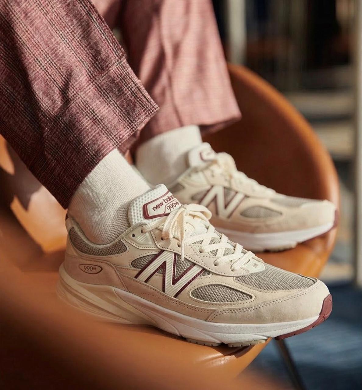 New Balance 990v4 cream beige sneakers at Meya Luxury Brand