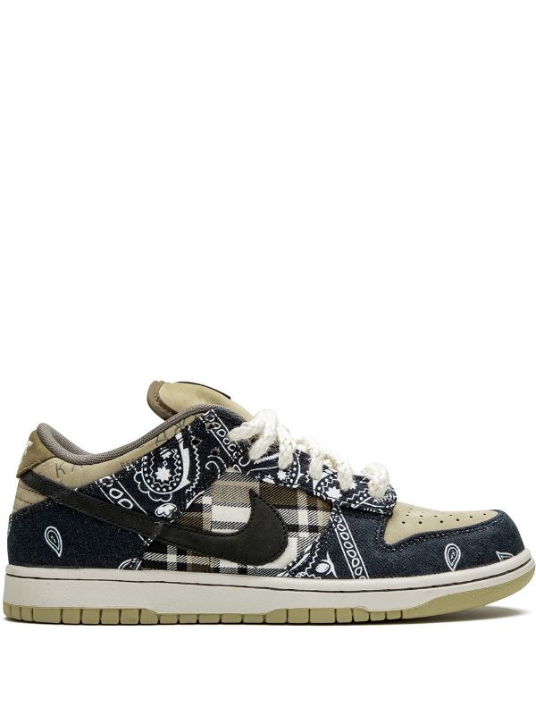 Side profile of Travis Scott Nike SB Dunk Low sneaker