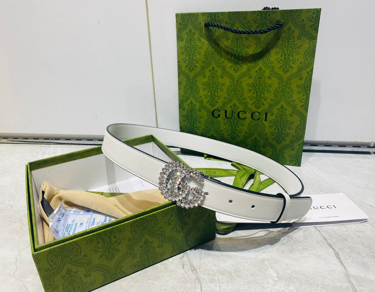 GUCCI PEARL STUDDED GG BELT - Meya Luxury Brand