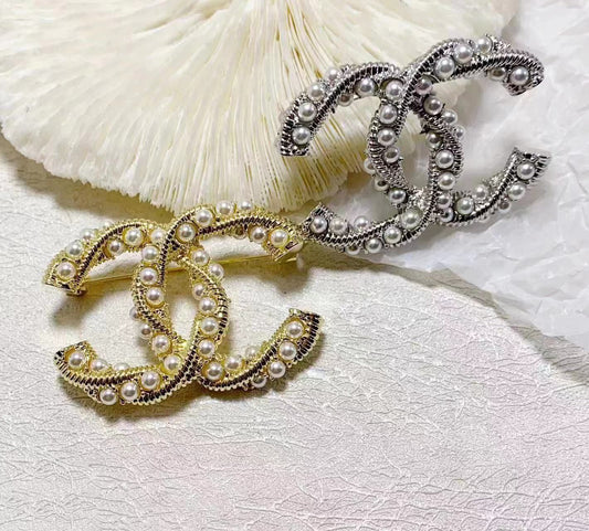 Channel Signature Brooch - Meya Luxury Brand
