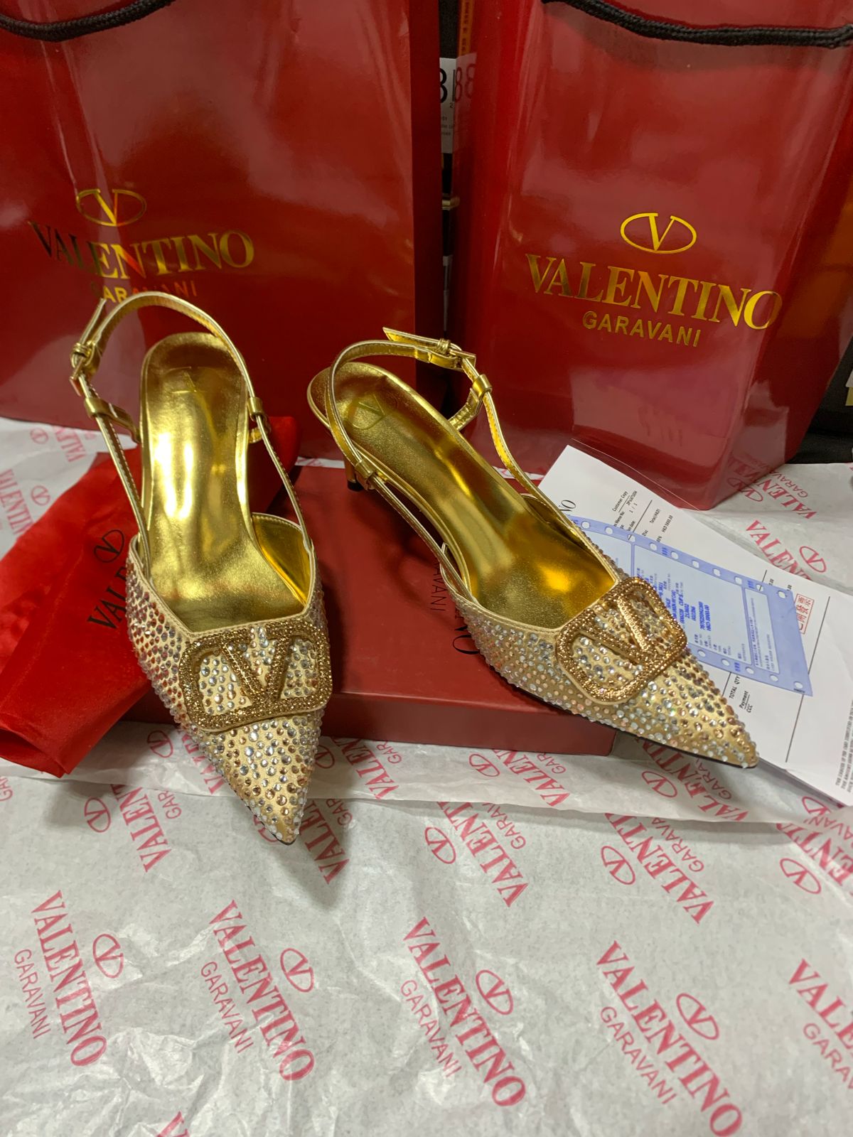 Women's Valentino Signature Crystal Embellished Pump - Meya Luxury Brand