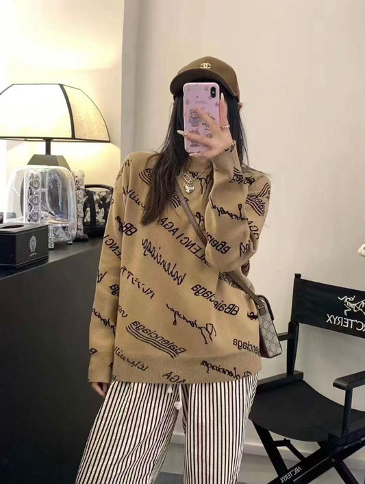 Women's Wool-blend Knit Crewneck Sweater - Meya Luxury Brand