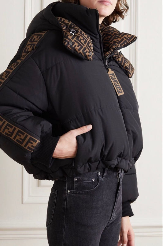 Fendi Reversible Printed Quilted Shell Down Bomber Jacket - Meya Luxury Brand