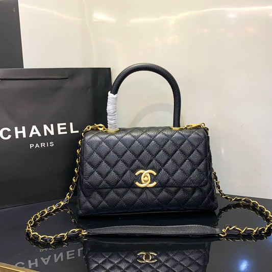 CHANEL Caviar Lizard Quilted Small Coco Handle Flap Red - Meya Luxury Brand