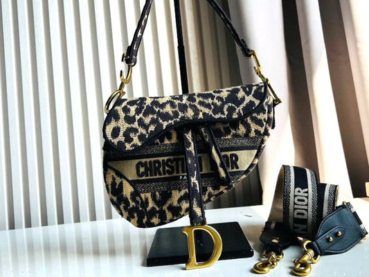 CHRISTIAN DIOR Canvas Mizza Embroidered Saddle Bag - Meya Luxury Brand