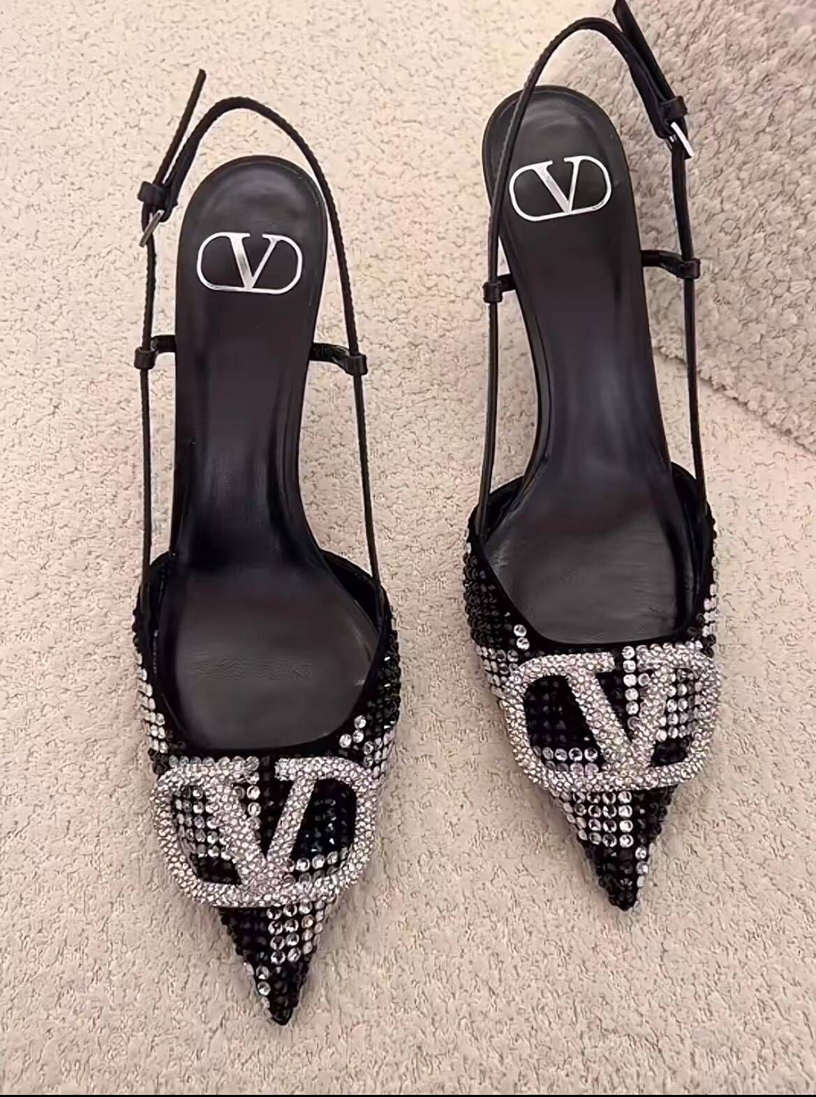 Women's Valentino Signature Crystal Embellished Pump - Meya Luxury Brand