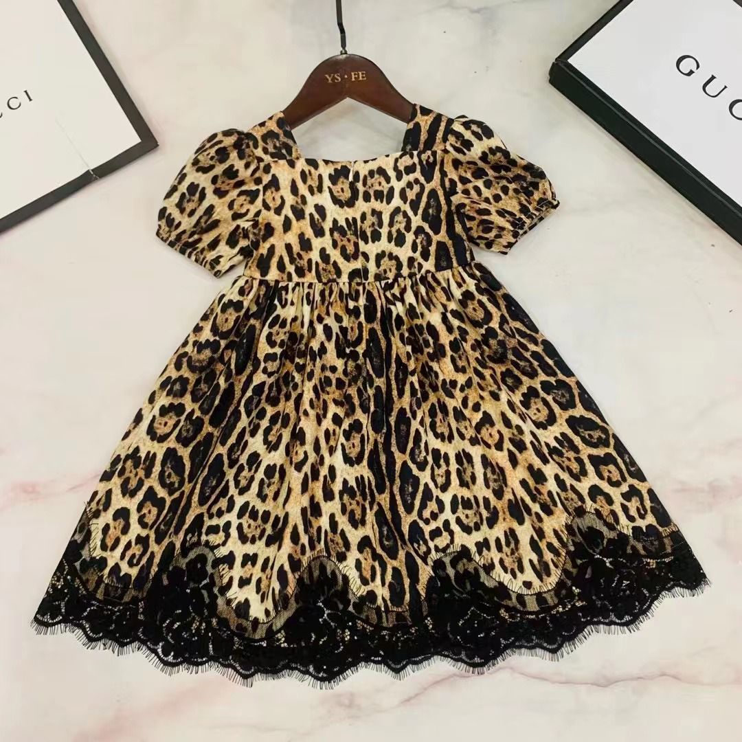 Kids Girls Summer Leopard Lace Dress - Meya Luxury Brand