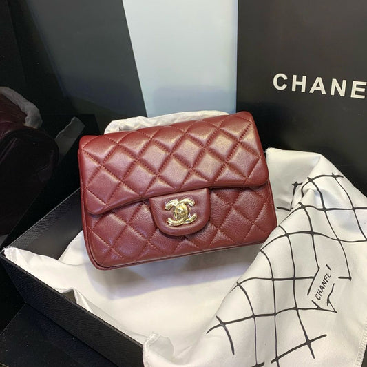 CHANEL Caviar Quilted Mini Rectangular Flap Burgundy - Meya Luxury Brand