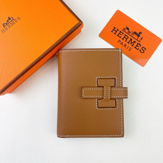 Meya Luxury Brand Hermès Men's Wallet – Brown & Orange – Leather