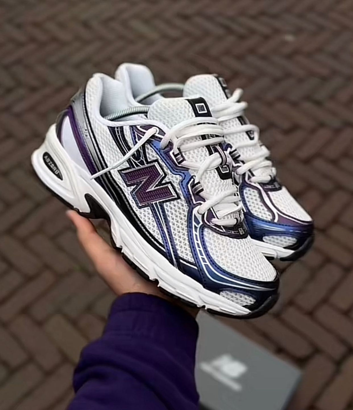 New Balance 740 Sneakers, White Burgundy & Silver - Meya Luxury Brand