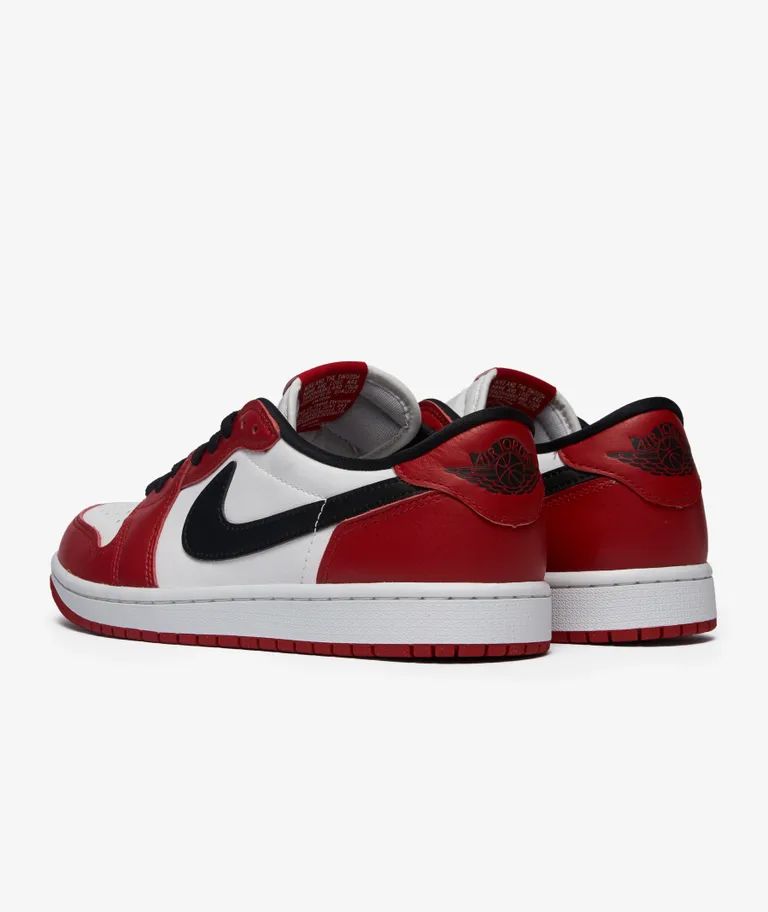 Air Jordan 1 Low red white black sneakers rear side view