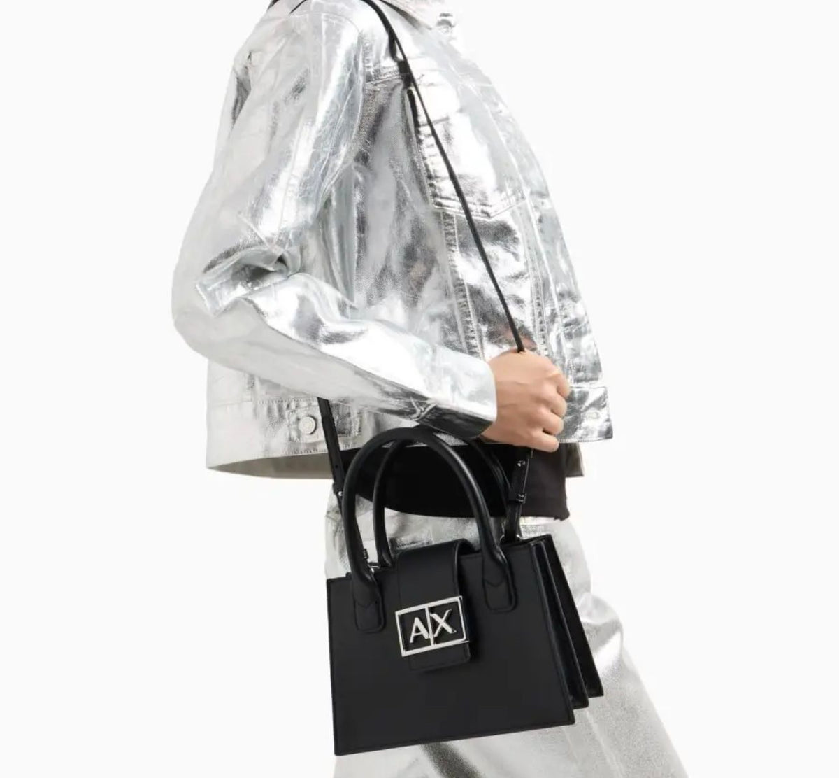 Armani Exchange women's handbag with AX logo and structured mini tote design