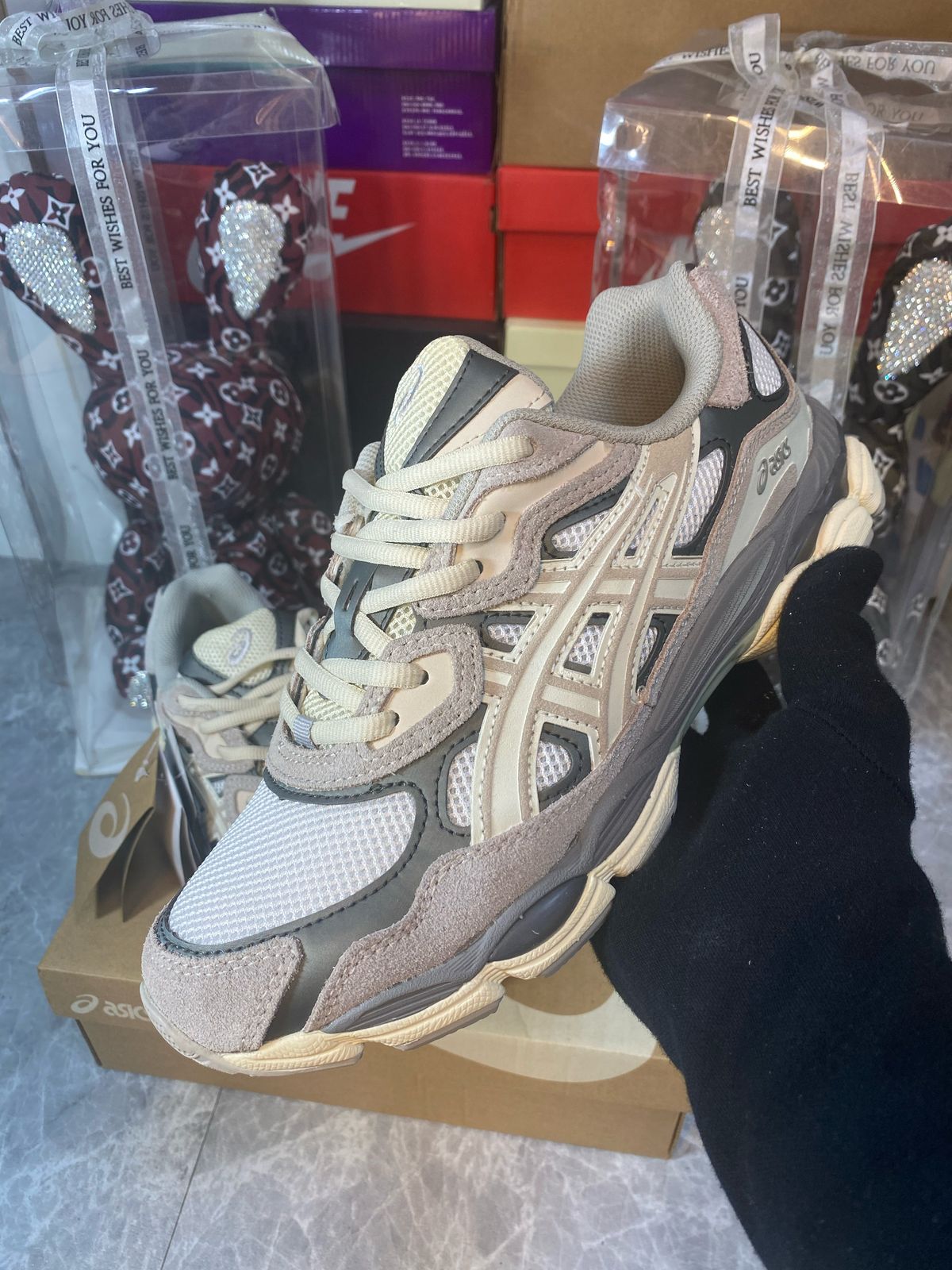 ASICS GEL-NYC cream and grey sneakers in UAE