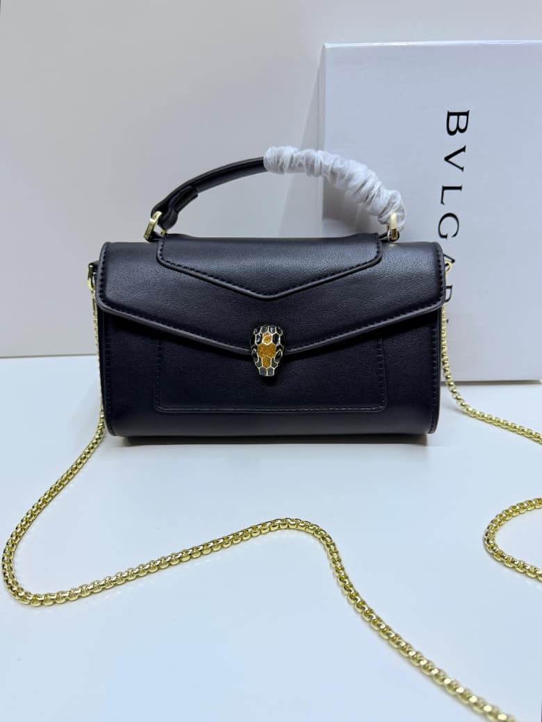 Black BVLGARI mini crossbody bag with gold-tone chain