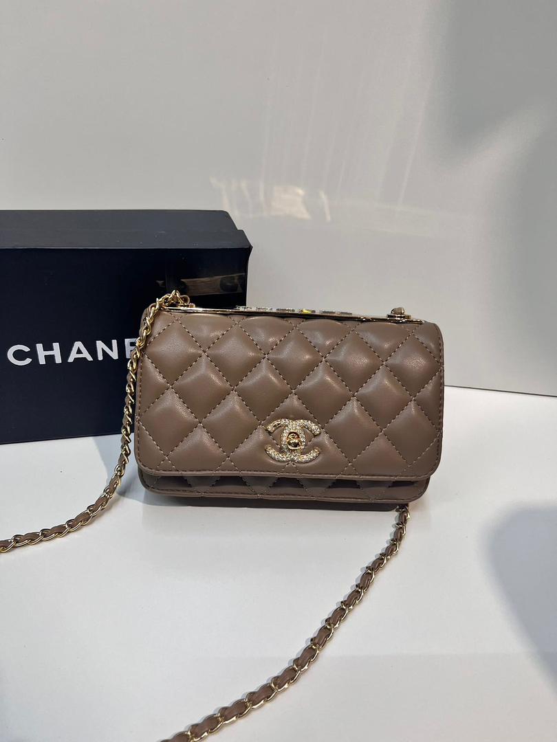 Brown Chanel women’s mini flap bag