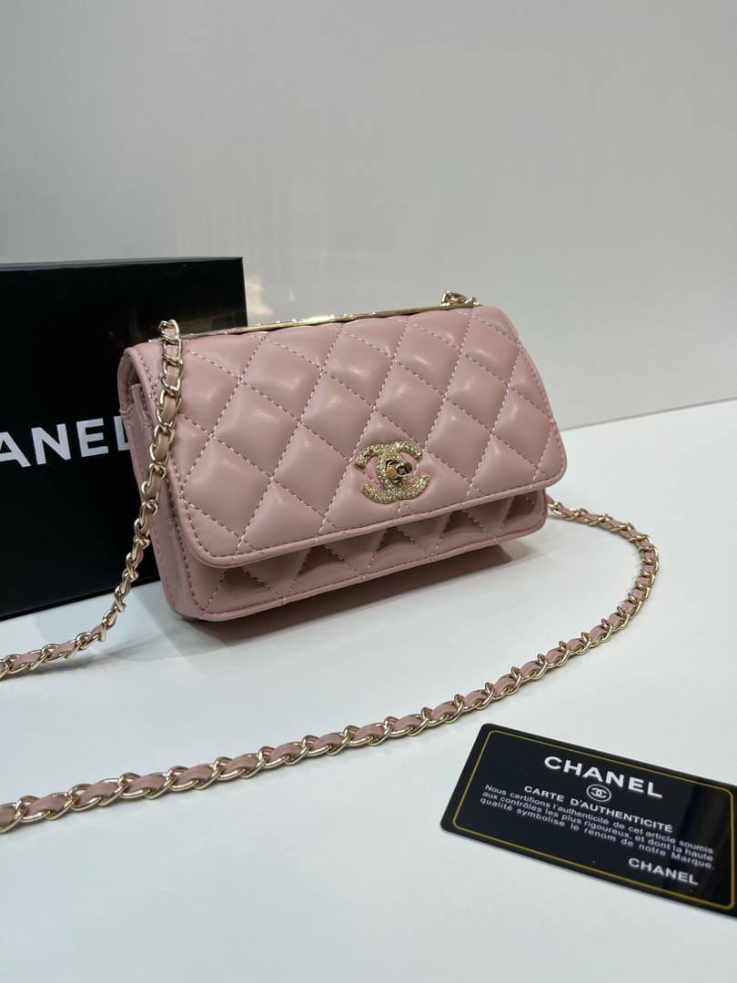 Pink Chanel mini flap bag for women