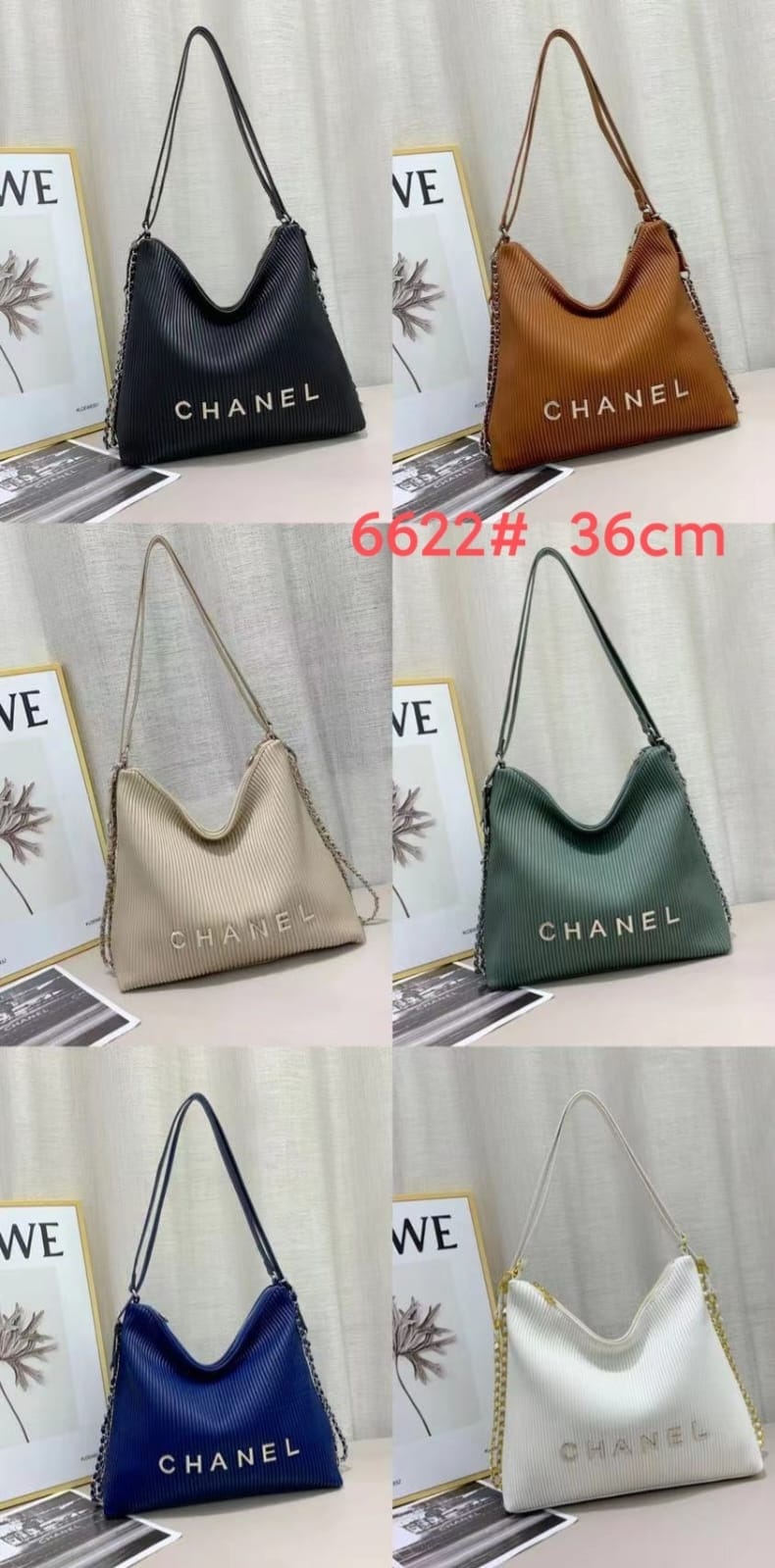 Chanel women's shoulder bags displayed in multiple colors