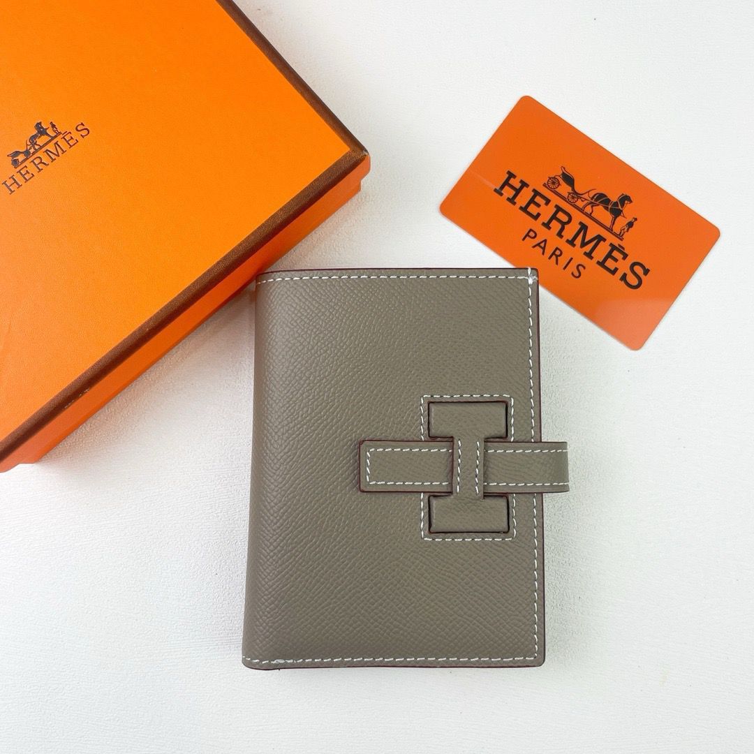 Meya Luxury Brand Hermès Men's Wallet – Brown & Orange – Leather