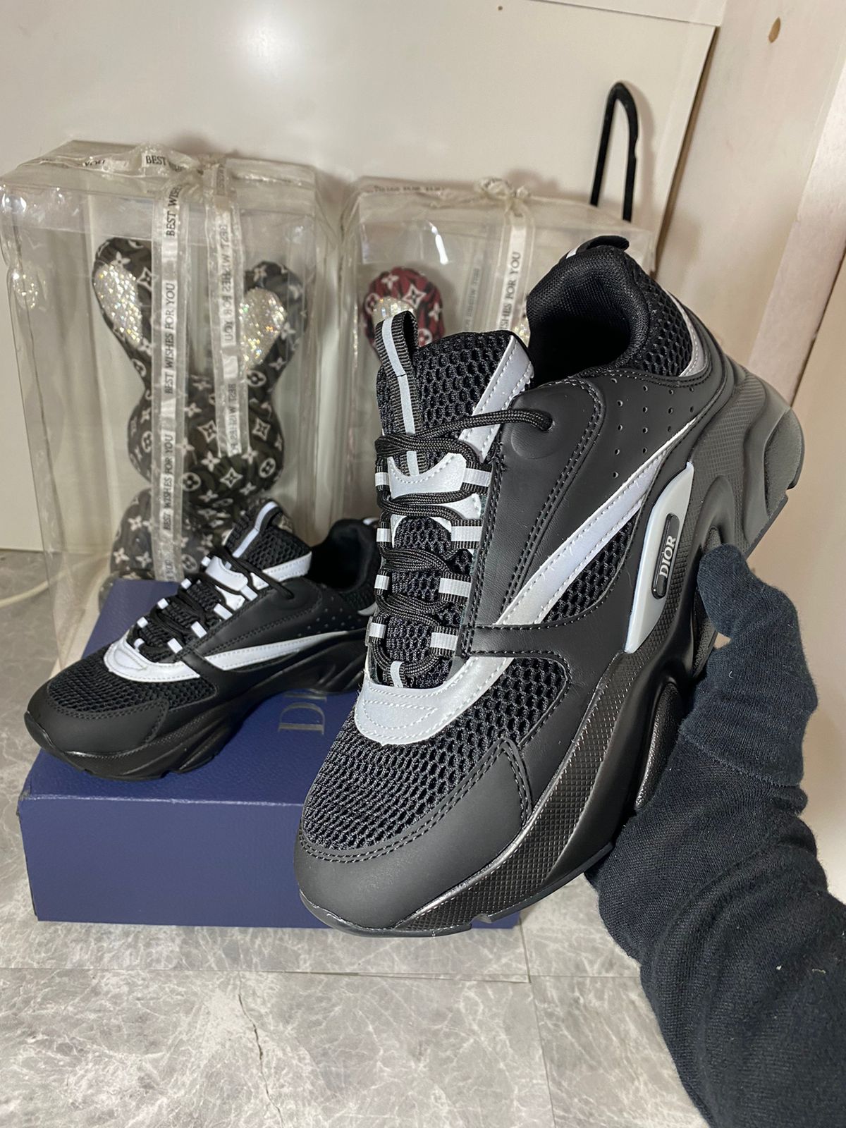 Dior B22 black grey sneakers at Meya Luxury Brand