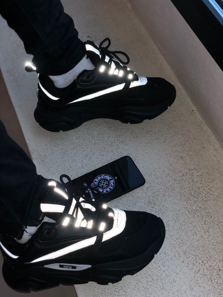 Dior B22 black grey sneakers on feet