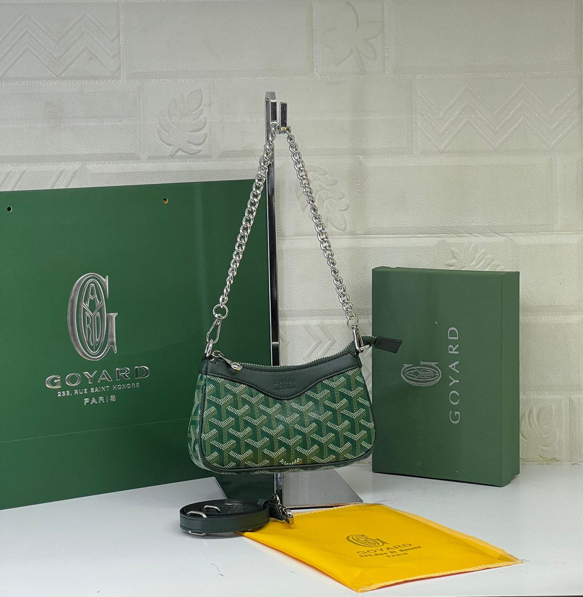 Goyard Goyardine canvas mini shoulder bag 19cm in forest green