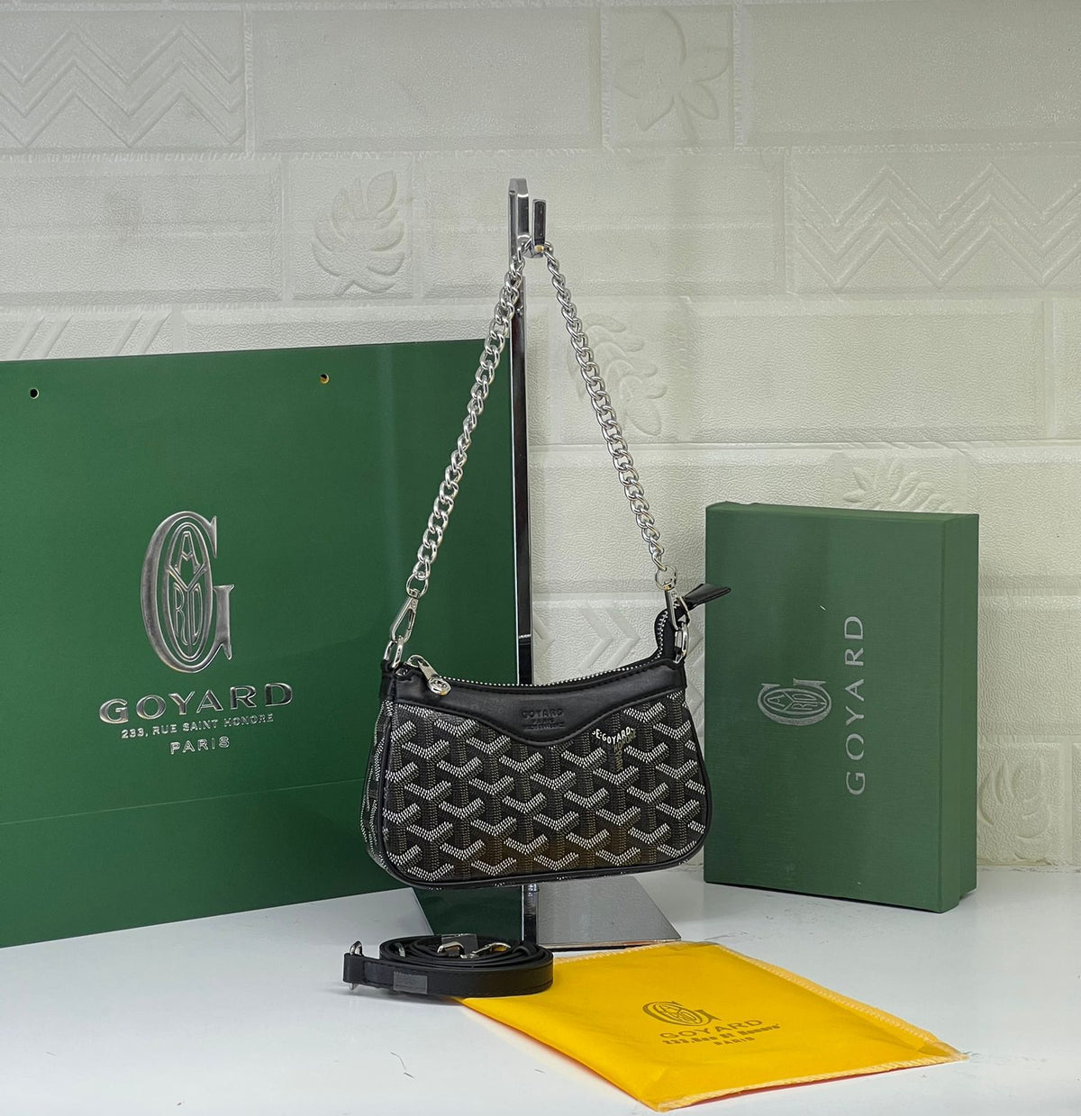 Goyard Goyardine canvas mini shoulder bag 19cm in sleek all-black