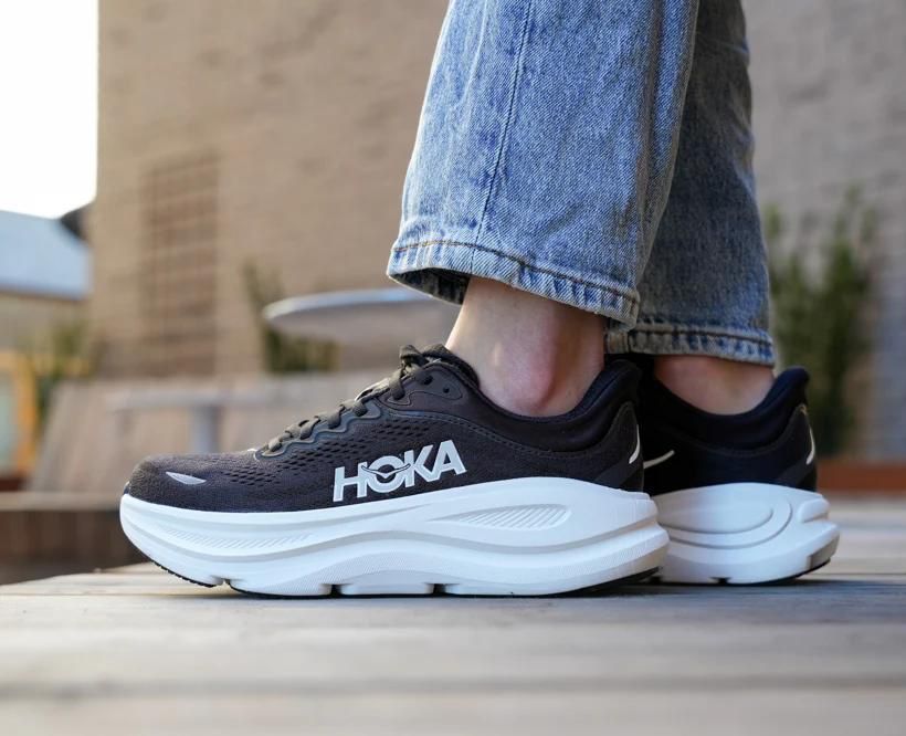 HOKA Bondi 9 Black White sneakers at Meya Luxury Brand