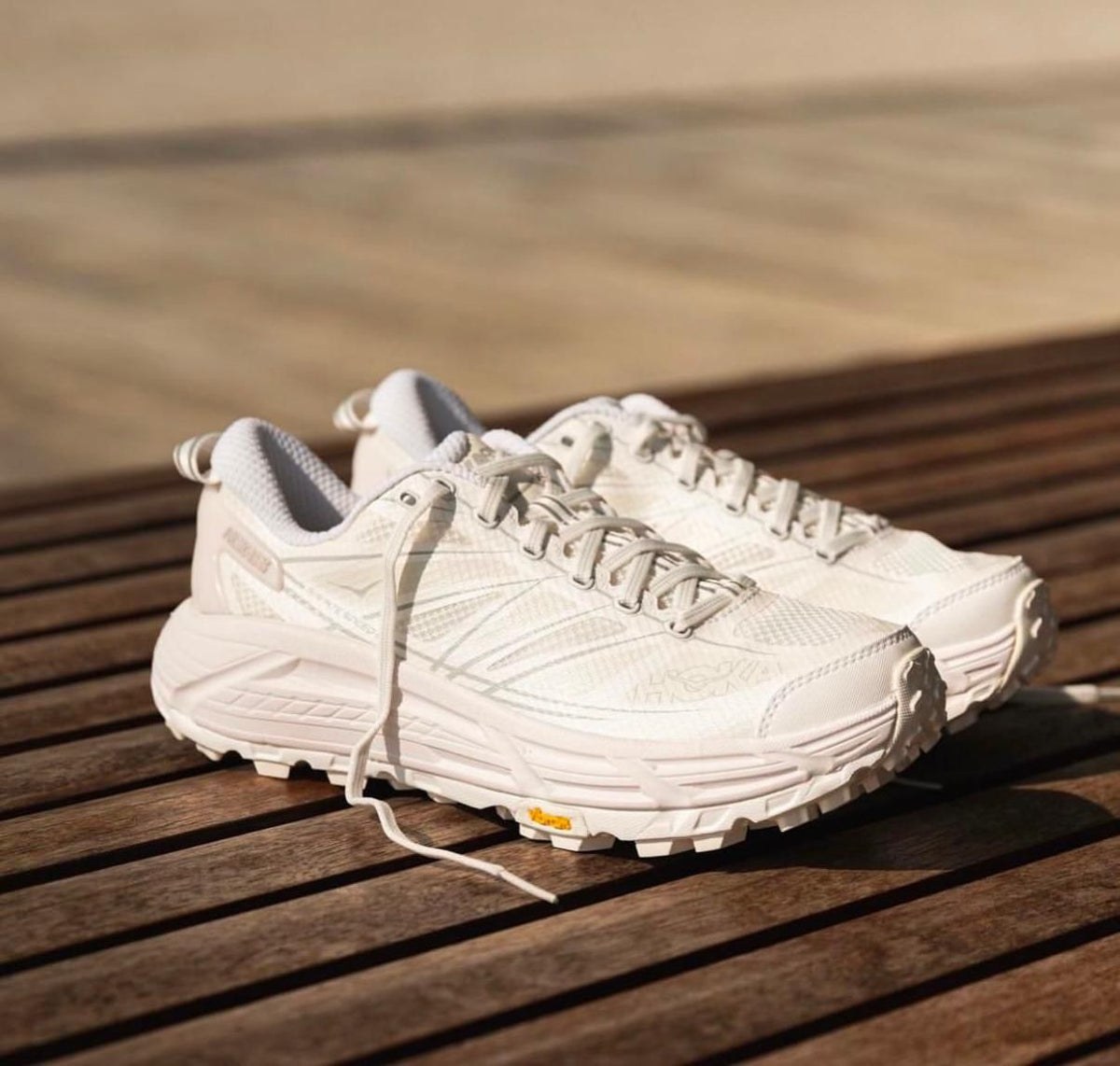 HOKA Mafate Speed 2 White Lunar Rock sneakers at Meya Luxury Brand