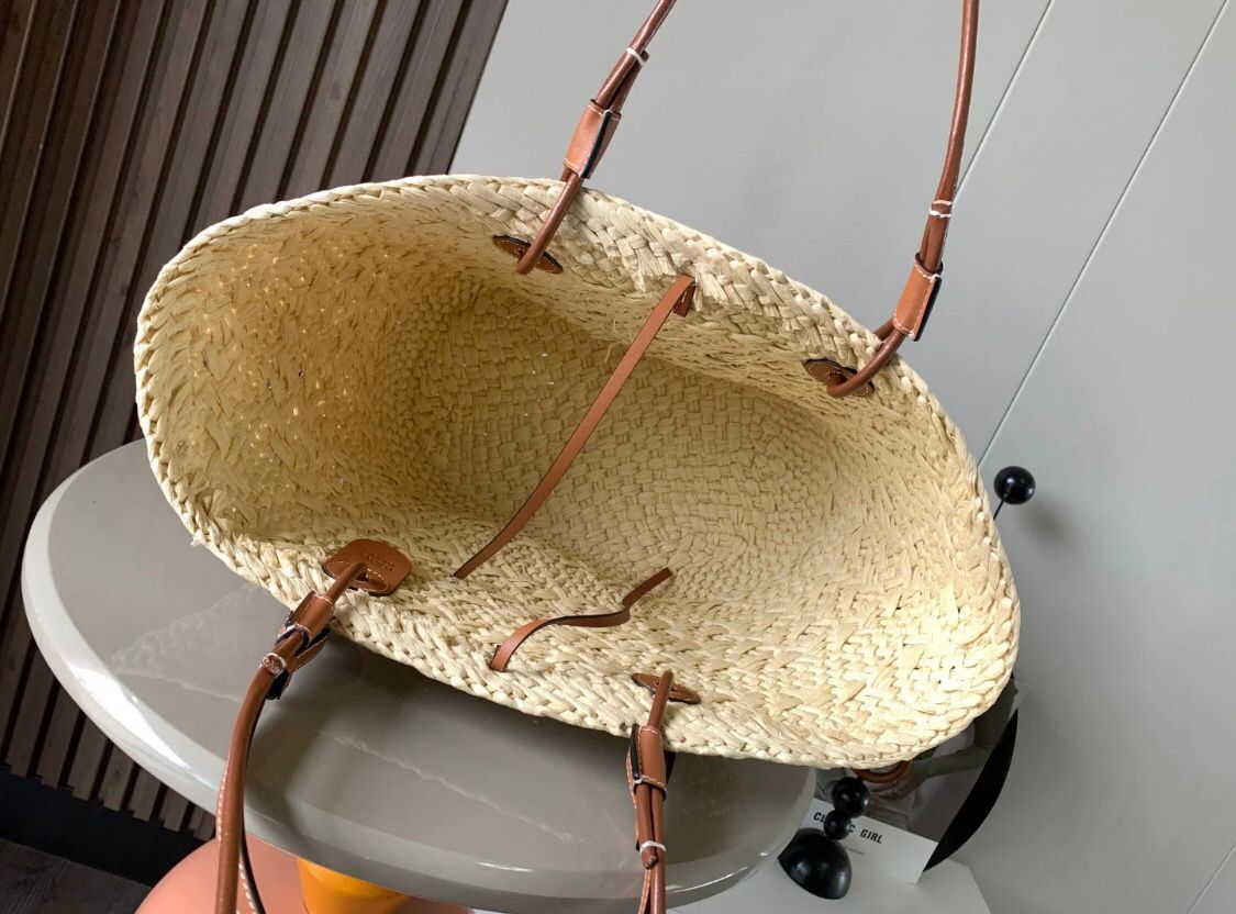 Loewe women's basket bag with woven design and leather handles