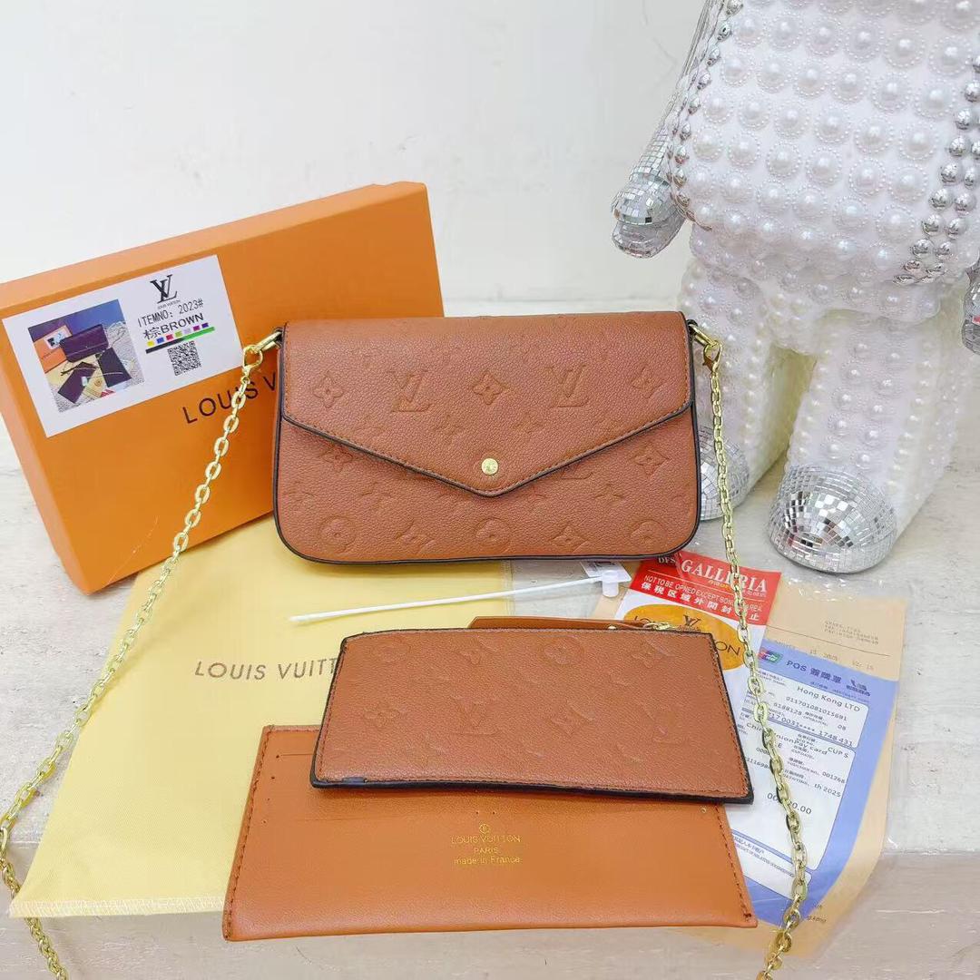 Tan Louis Vuitton women’s wallet-on-chain bag