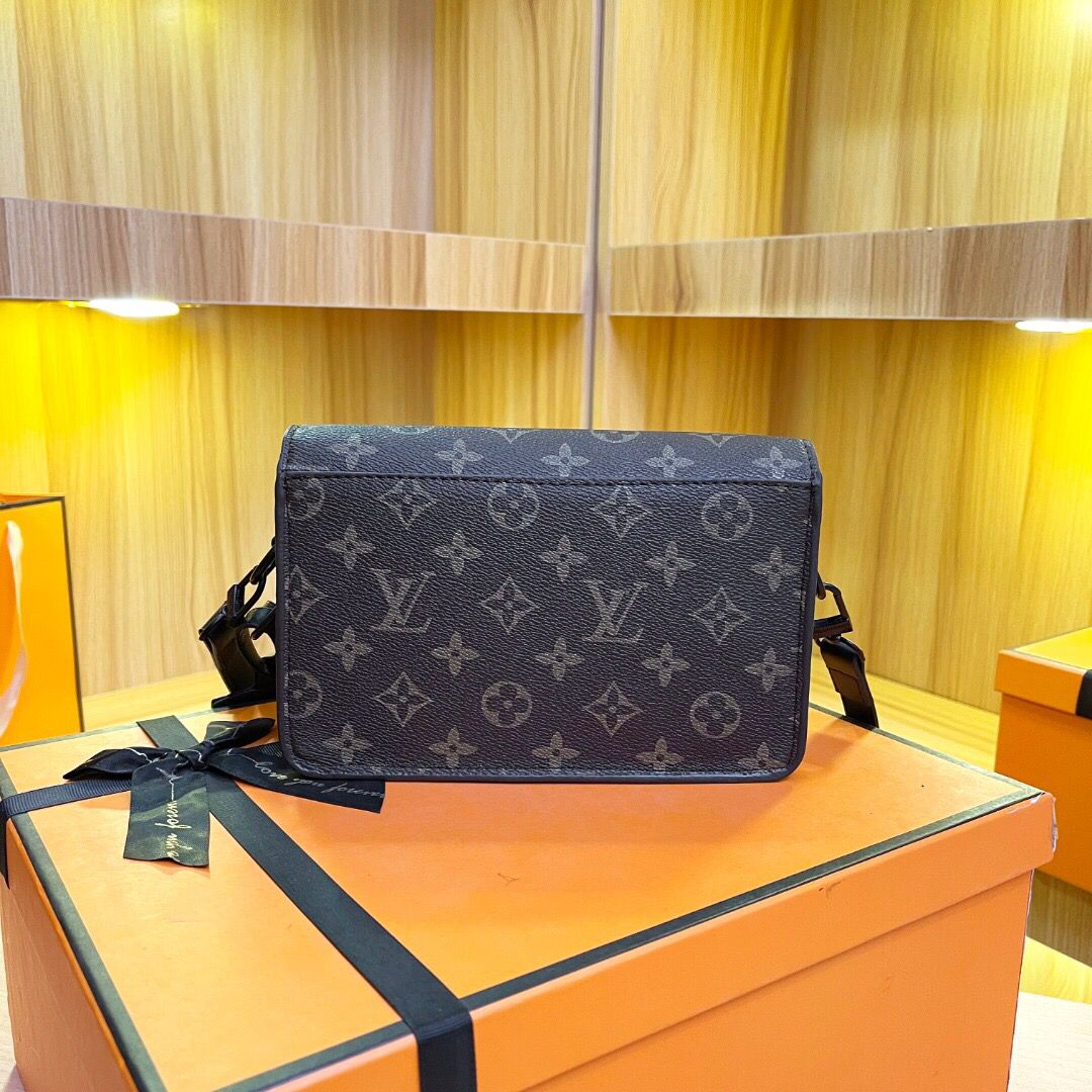 Louis Vuitton style monogram crossbody bag front view