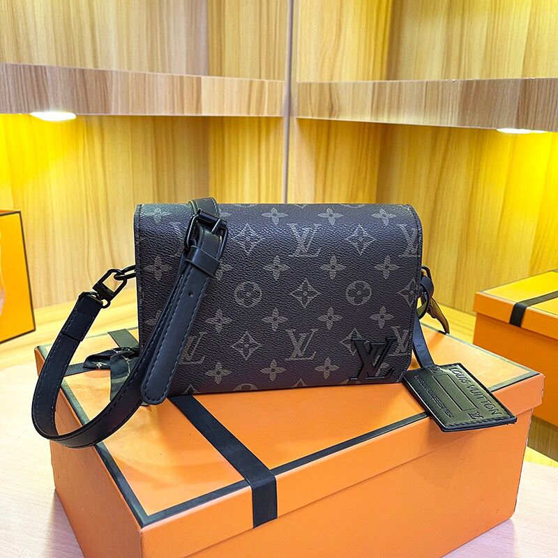 Monogram shoulder bag with adjustable strap and front logo detail