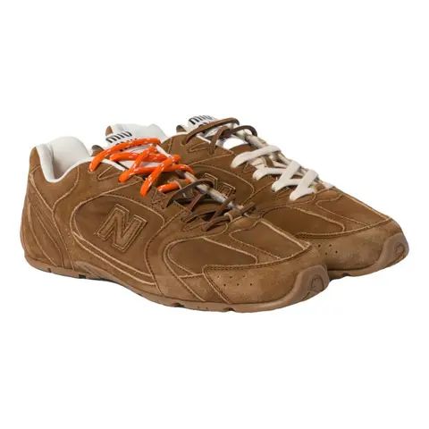 Pair of Miu Miu x New Balance 530 SL brown suede sneakers