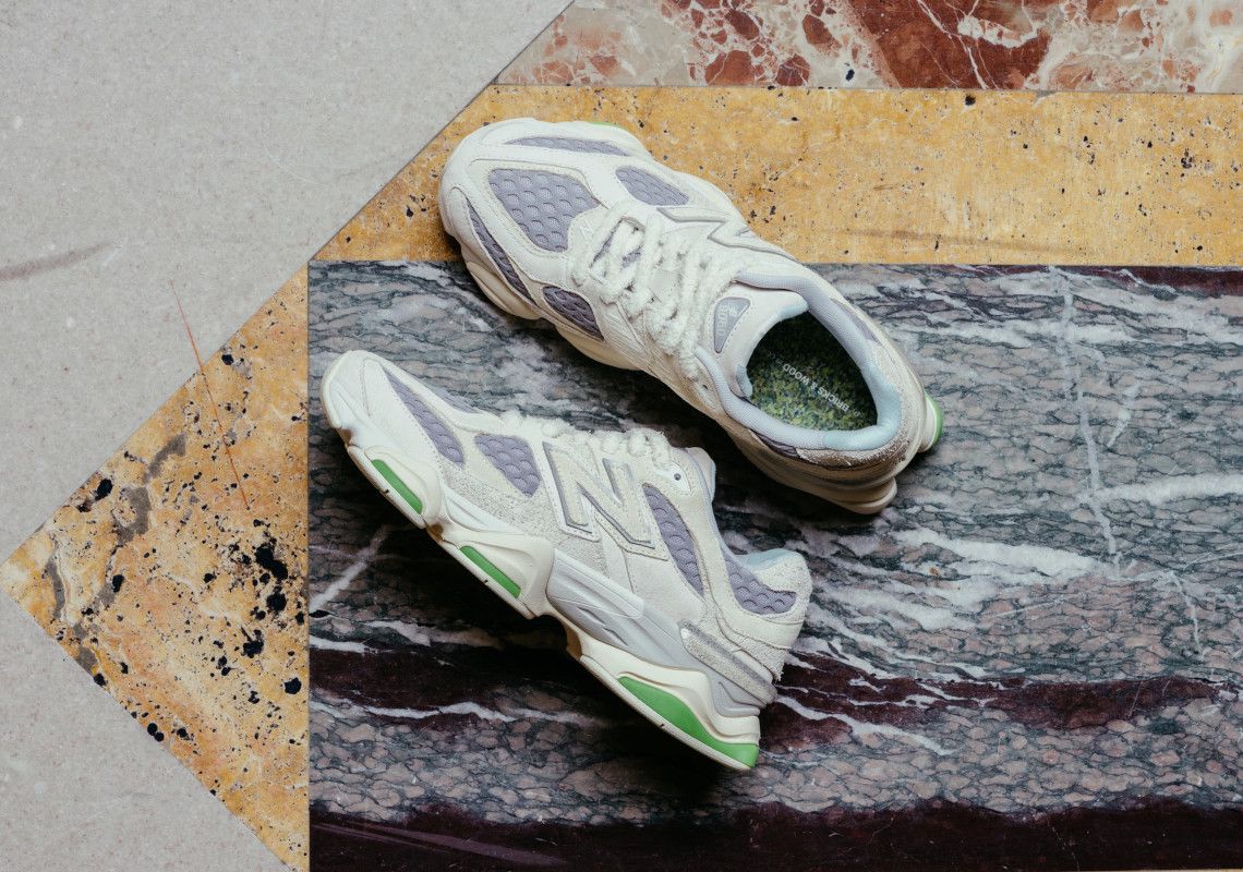 New Balance 9060 sneakers with green sole accents