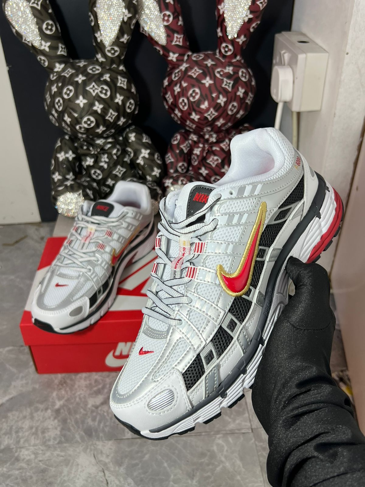 Nike P-6000 silver red sneakers at Meya Luxury Brand