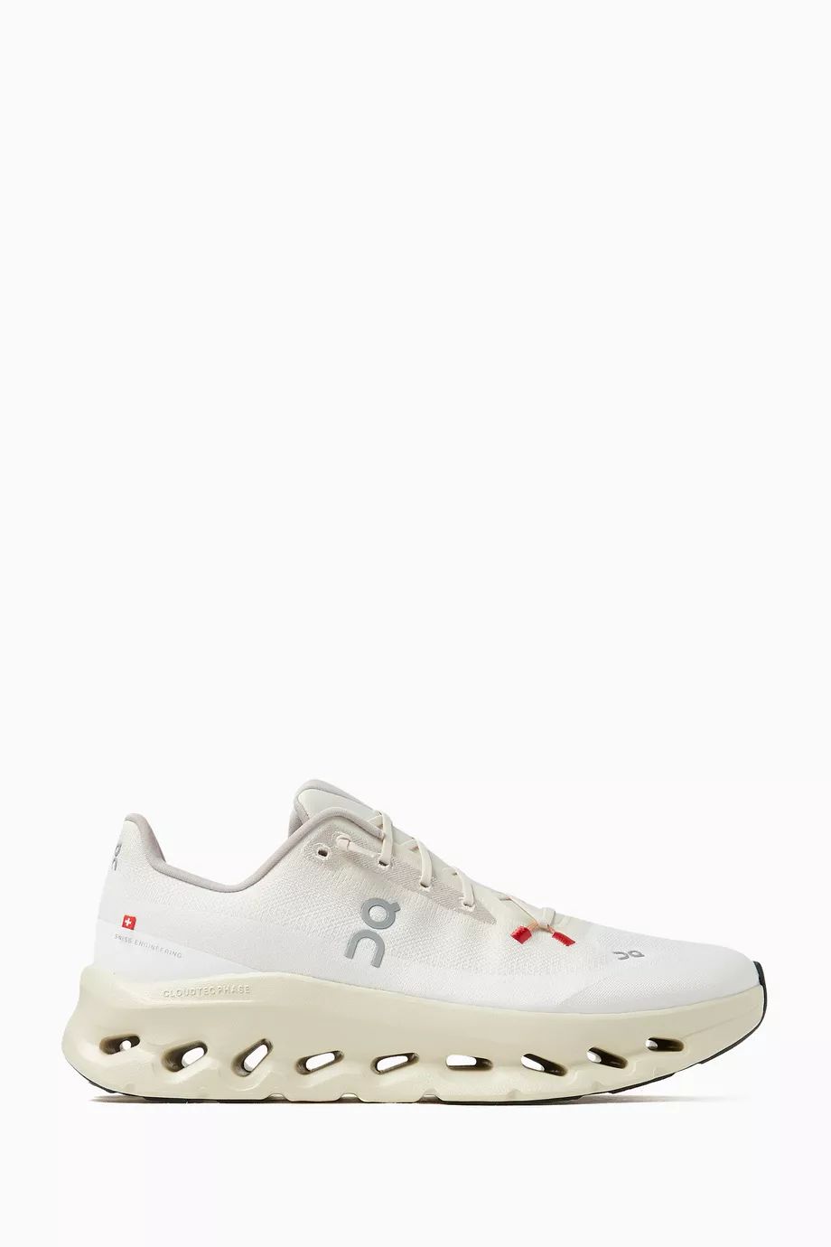 Side view of On Cloudtilt women’s White and Ivory shoe
