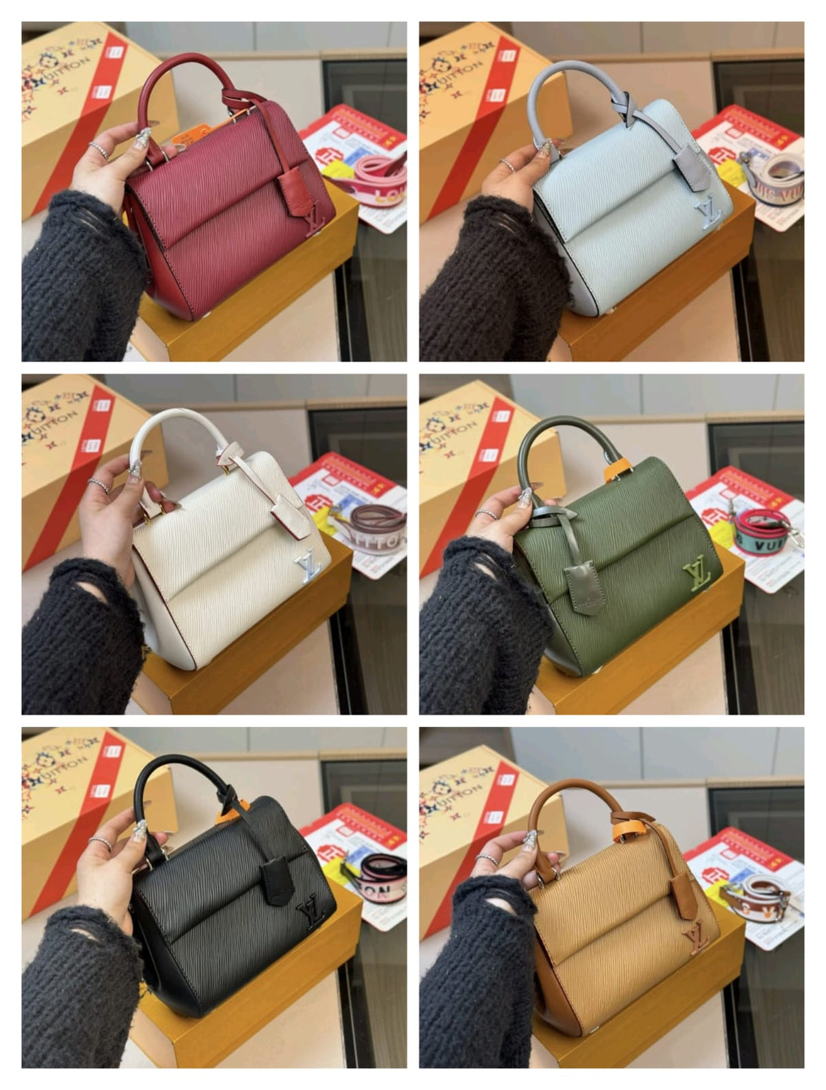 Multiple colour options of structured women’s handbags